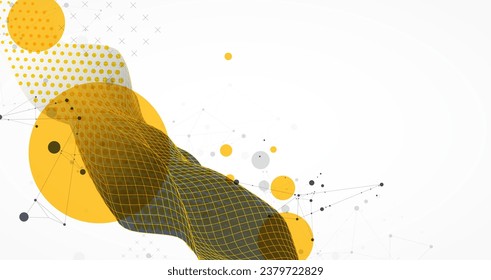 The abstract wave is made in a frame style. Halftone Template for science and technology presentation. Vector