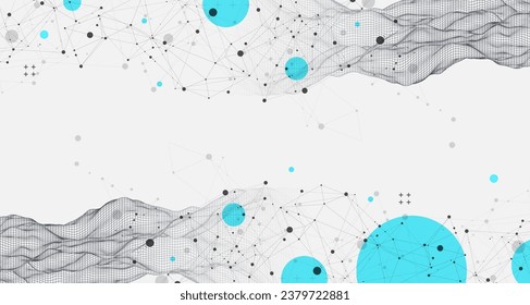 The abstract wave is made in a frame style. Template for science and technology presentation. Vector