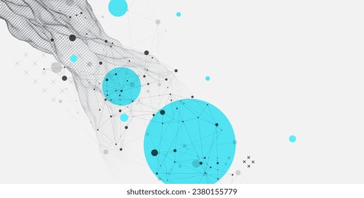 The abstract wave is made in a frame style. Template for science and technology presentation. Vector