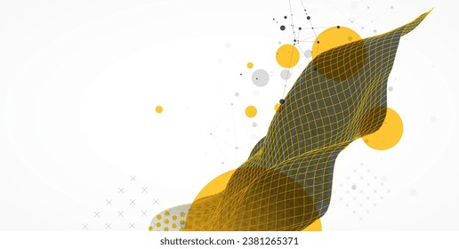 The abstract wave is made in a frame style. Halftone Template for science and technology presentation. Vector