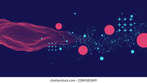 La onda abstracta está hecha en un estilo de marco. Plantilla para presentación de ciencia y tecnología. Vector hecho a mano.