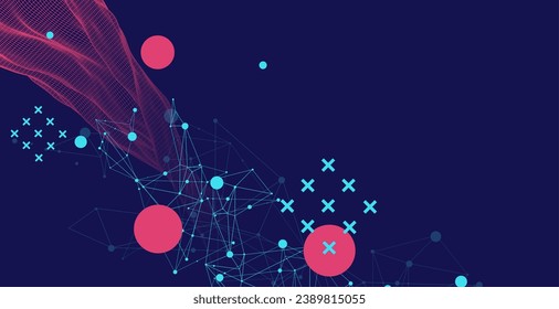 La onda abstracta está hecha en un estilo de marco. Plantilla para presentación de ciencia y tecnología. Vector hecho a mano.