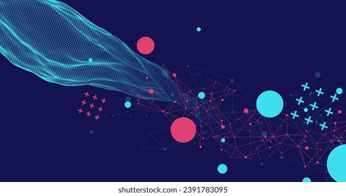 La onda abstracta está hecha en un estilo de marco. Plantilla para presentación de ciencia y tecnología. Vector hecho a mano.