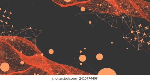 La onda abstracta está hecha en un estilo de marco. Plantilla para presentación de ciencia y tecnología. Vector dibujado a mano.