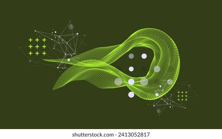 La onda abstracta está hecha en un estilo de marco en un color gradiente brillante. Plantilla para presentación de ciencia y tecnología. Vector dibujado a mano.