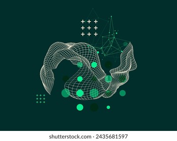 La onda abstracta está hecha en un estilo de marco. Plantilla para presentación de ciencia y tecnología. Dibujado a mano arte vector.