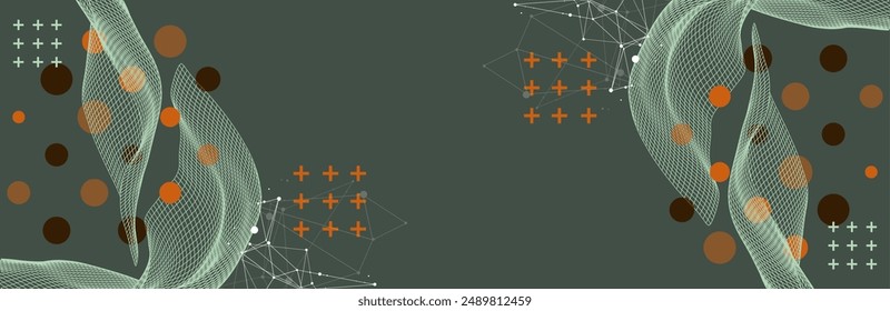 La onda abstracta está hecha en un estilo de marco. Plantilla para la presentación de ciencia y tecnología. Arte vectorial dibujado a mano.