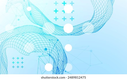 La onda abstracta está hecha en un estilo de marco. Plantilla para la presentación de ciencia y tecnología. Arte vectorial dibujado a mano.