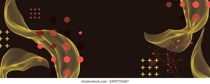 The abstract wave is made in a frame style. Template for science and technology presentation. Hand drawn vector art.