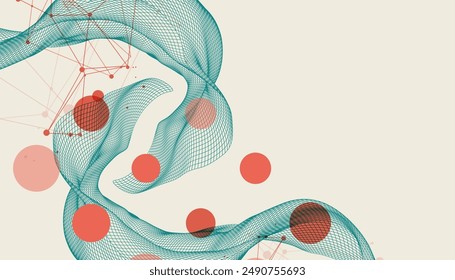 La onda abstracta está hecha en un estilo de marco. Plantilla para la presentación de ciencia y tecnología. Arte vectorial dibujado a mano.