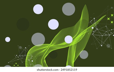 The abstract wave is made in a frame style. Template for science and technology presentation. Hand drawn vector art.