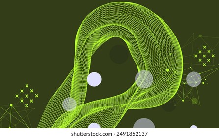 The abstract wave is made in a frame style. Template for science and technology presentation. Hand drawn vector art.