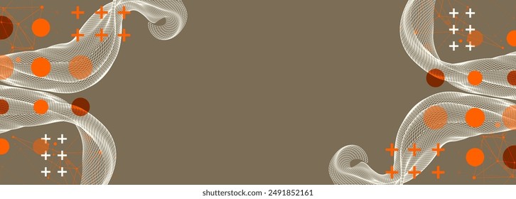 La onda abstracta está hecha en un estilo de marco. Plantilla para la presentación de ciencia y tecnología. Arte vectorial dibujado a mano.