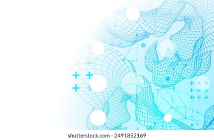 La onda abstracta está hecha en un estilo de marco. Plantilla para la presentación de ciencia y tecnología. Arte vectorial dibujado a mano.