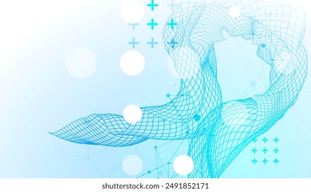 The abstract wave is made in a frame style. Template for science and technology presentation. Hand drawn vector art.