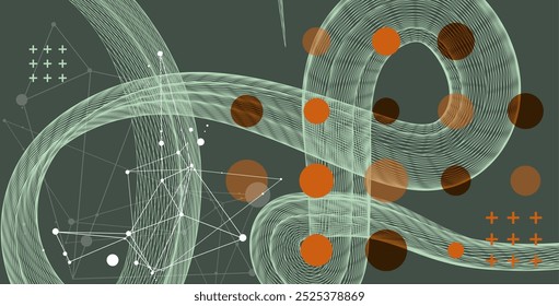 A onda abstrata é feita em um estilo de quadro. Modelo para apresentação de ciência e tecnologia. Arte vetorial desenhada à mão.