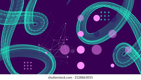 A onda abstrata é feita em um estilo de quadro. Modelo para apresentação de ciência e tecnologia. Arte vetorial desenhada à mão.