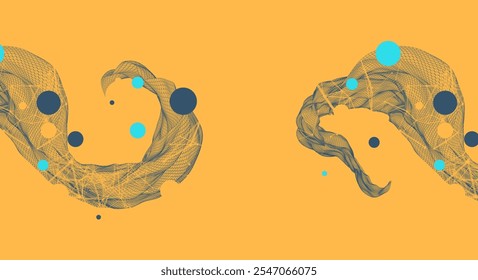 A onda abstrata é feita em um estilo de quadro. Modelo para apresentação de ciência e tecnologia. Arte vetorial desenhada à mão.