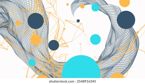 La onda abstracta está hecha en un estilo de marco. Plantilla para la presentación de ciencia y tecnología. Arte vectorial dibujado a mano.