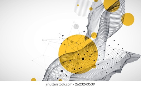 La onda abstracta está hecha en un estilo de marco. Plantilla para la presentación de ciencia y tecnología. Arte vectorial.