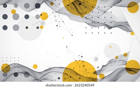 La onda abstracta está hecha en un estilo de marco. Plantilla para la presentación de ciencia y tecnología. Arte vectorial.