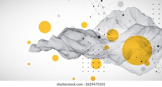 La onda abstracta está hecha en un estilo de marco. Plantilla para la presentación de ciencia y tecnología. Arte vectorial.