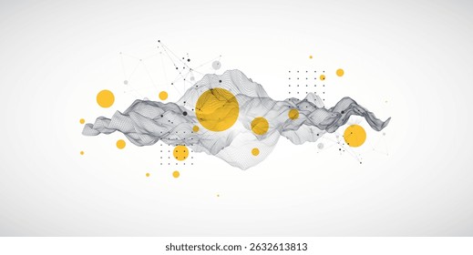 The abstract wave is made in a frame style. Template for science and technology presentation. Vector art.