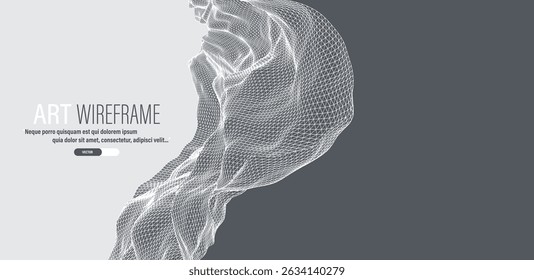 The abstract wave is made in a frame style. Template for science and technology presentation. Vector art.