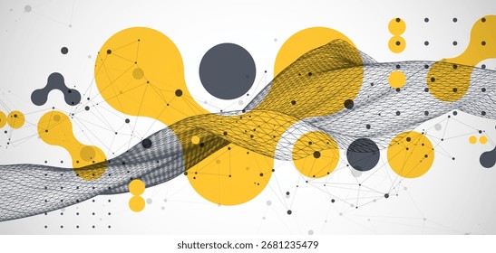 La onda abstracta está hecha en un estilo de marco. Plantilla para la presentación de ciencia y tecnología. Arte vectorial.