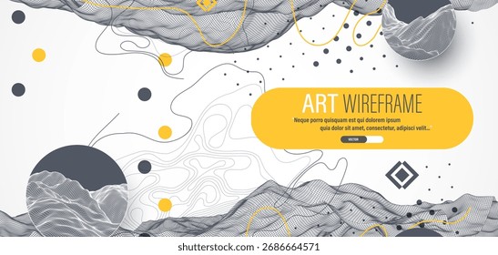 La onda abstracta está hecha en un estilo de marco. Plantilla para la presentación de ciencia y tecnología. Arte vectorial.