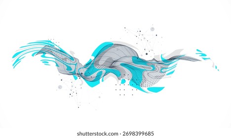 The abstract wave is made in a frame style. Template for science and technology presentation. Vector art.