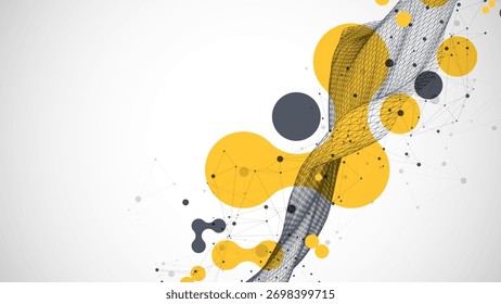 La onda abstracta está hecha en un estilo de marco. Plantilla para la presentación de ciencia y tecnología. Arte vectorial.