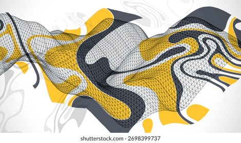 La onda abstracta está hecha en un estilo de marco. Plantilla para la presentación de ciencia y tecnología. Arte vectorial.