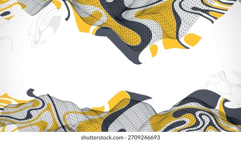 The abstract wave is made in a frame style. Template for science and technology presentation. Vector art.