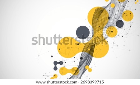The abstract wave is made in a frame style. Template for science and technology presentation. Vector art.