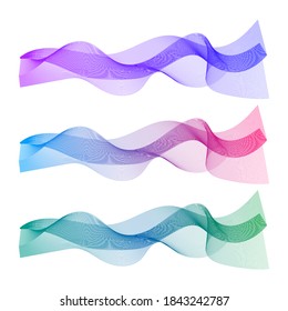 Abstrakte Welle der vielen farbigen Linien. Wavy Streifen einzeln auf weißem Hintergrund. Vektorgrafik EPS10. Kreative Linienkunst. Designelemente, die mit dem Blend Tool erstellt wurden