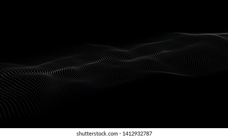 Abstract wave of many points. 3D futuristic background illustration. Vector illustration