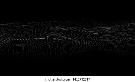 Abstract wave of many points. 3D futuristic background illustration. Vector illustration