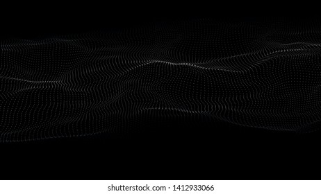 Abstract wave of many points. 3D futuristic background illustration. Vector illustration