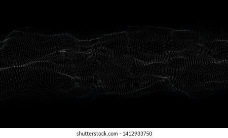 Abstract wave of many points. 3D futuristic background illustration. Vector illustration