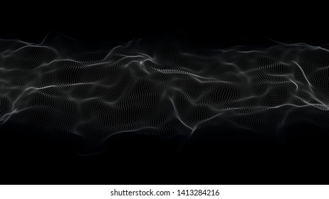 Abstract wave of many points. 3D futuristic background illustration. Vector illustration
