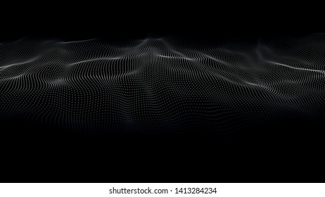 Abstract wave of many points. 3D futuristic background illustration. Vector illustration