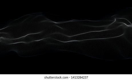 Abstract wave of many points. 3D futuristic background illustration. Vector illustration