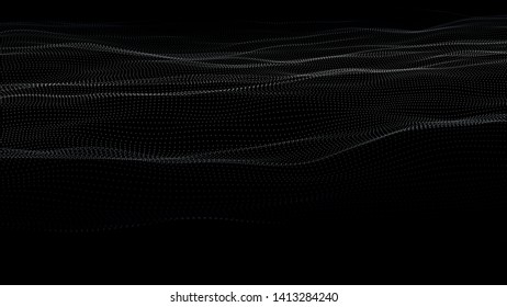 Abstract wave of many points. 3D futuristic background illustration. Vector illustration