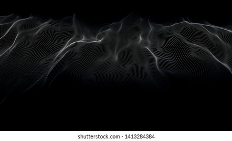 Abstract wave of many points. 3D futuristic background illustration. Vector illustration