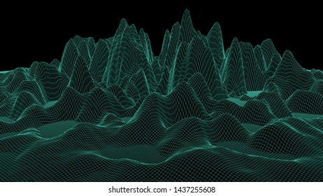 Abstract wave of many points. 3D futuristic background. Vector.