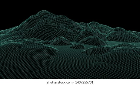 Abstract wave of many points. 3D futuristic background. Vector.