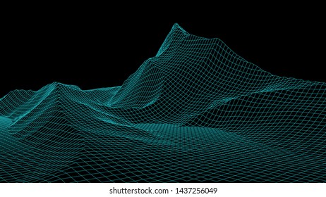 Abstract wave of many points. 3D futuristic background. Vector.