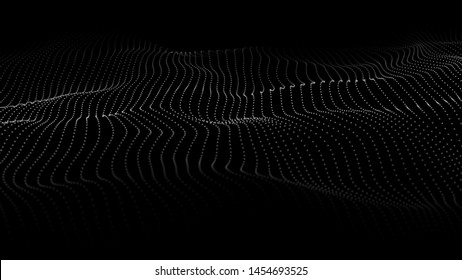 Abstract wave of many points. 3D futuristic background illustration. Big data. Vector illustration