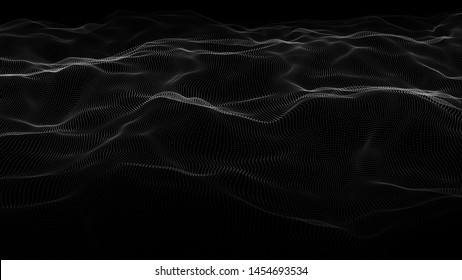 Abstract wave of many points. 3D futuristic background illustration. Big data. Vector illustration